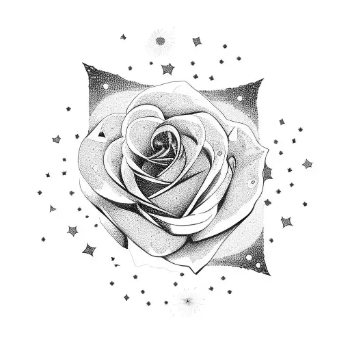 Rose With Flower Petals Becoming A Starry Universe Night Sky