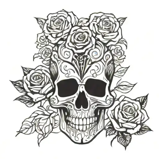 Skull And Roses With Name Written