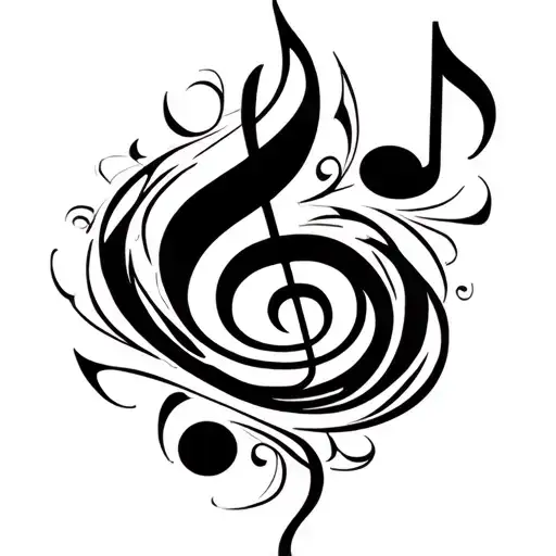 Surrounded My Music Notes Swirling