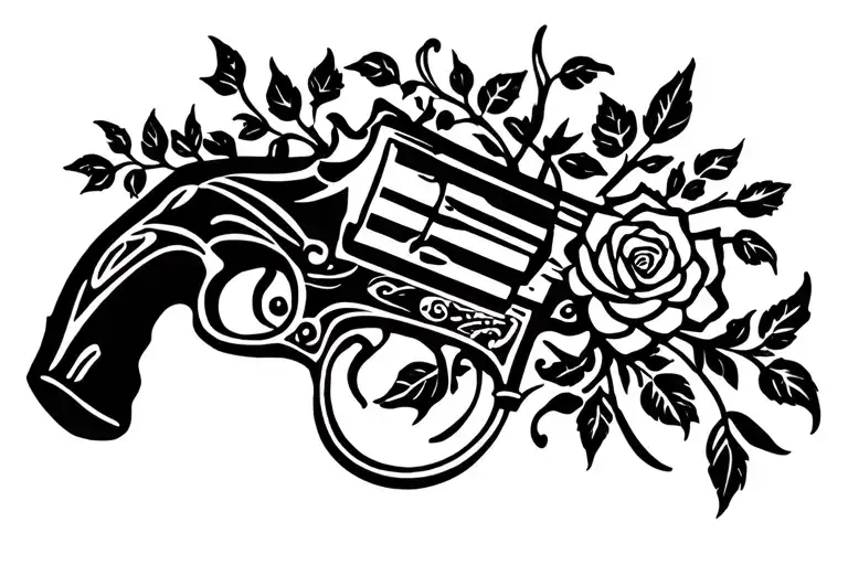 Revolver Wrapped In Rose Vines