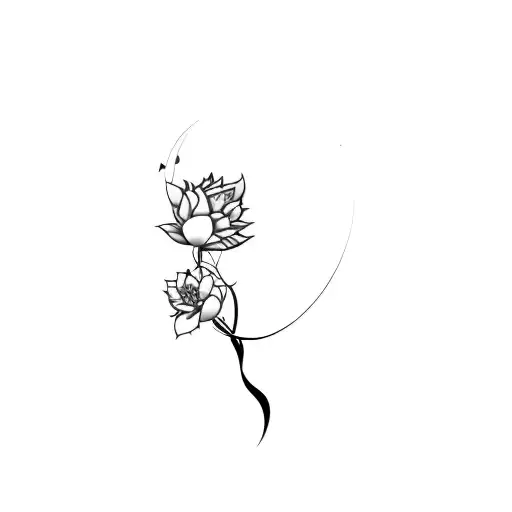 A Black Background With A Drawing Of A Flower