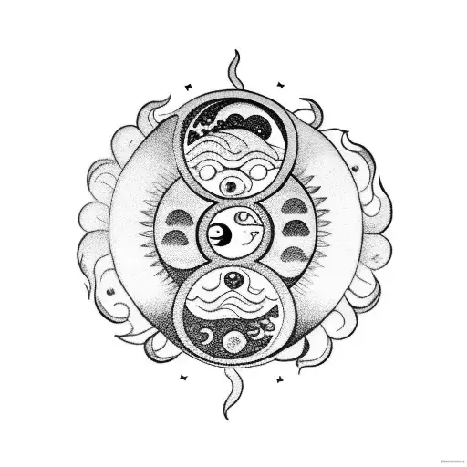 Sun And Moon Yin Yang 3 Stars