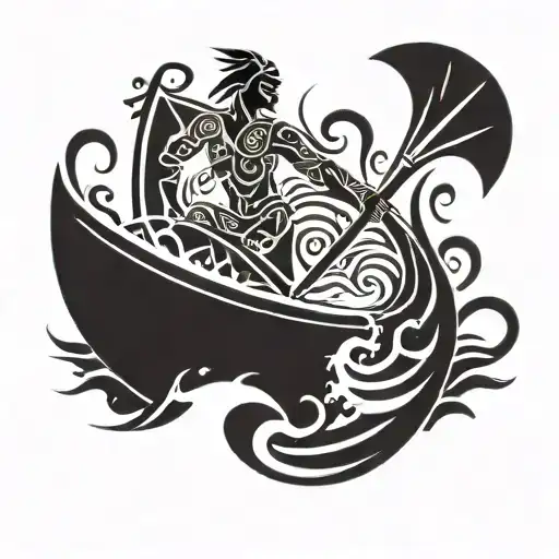 Tahitian Water Paddling Within The Boat