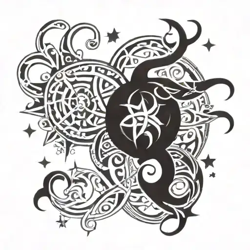 Cancer And Gemini Signs With Stars Around Them