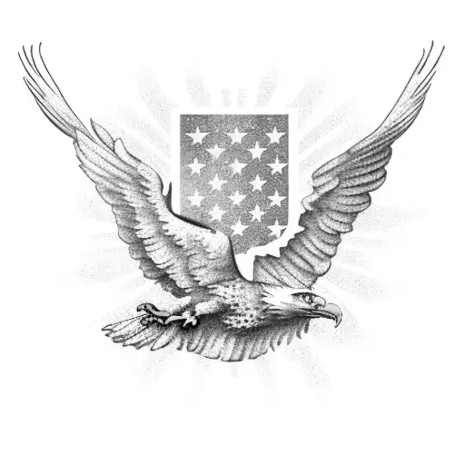 American Flag With Eagle Sleeve