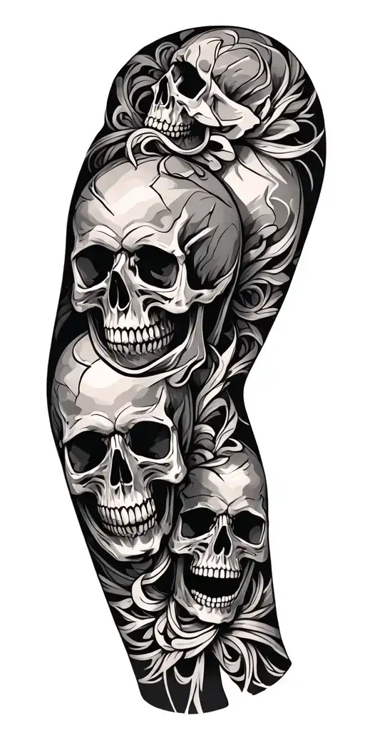 Skulls Connected Up Arm Sleeve