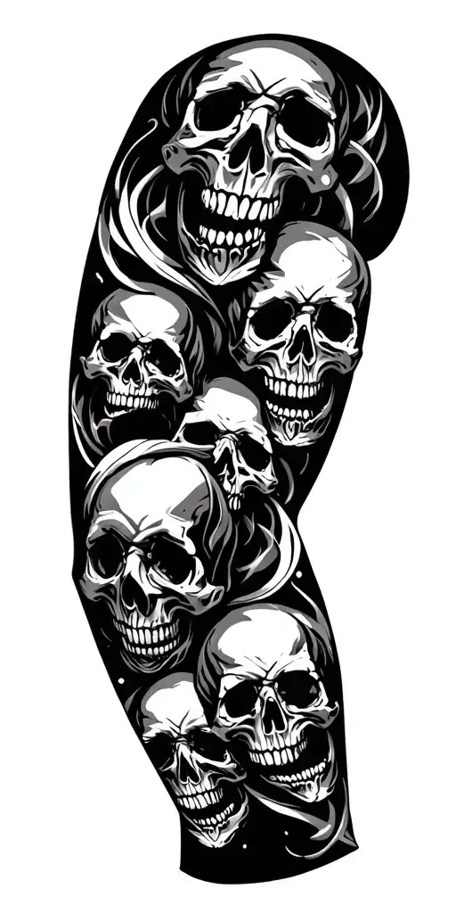 Skulls Connected Up Arm Sleeve