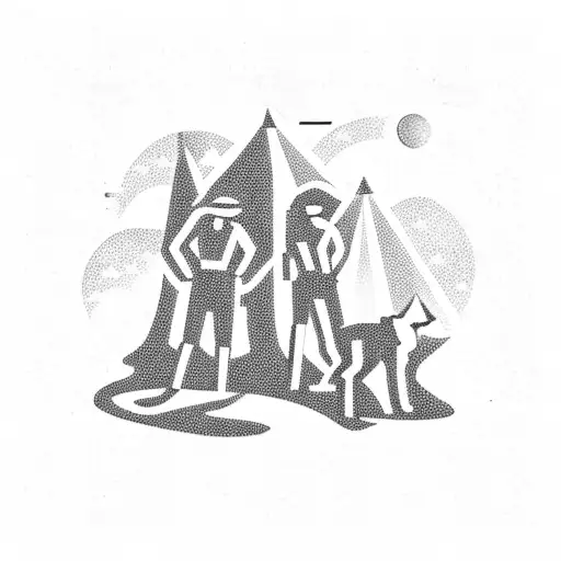 A Group Of Cowboys Camping Under A Starry Sky