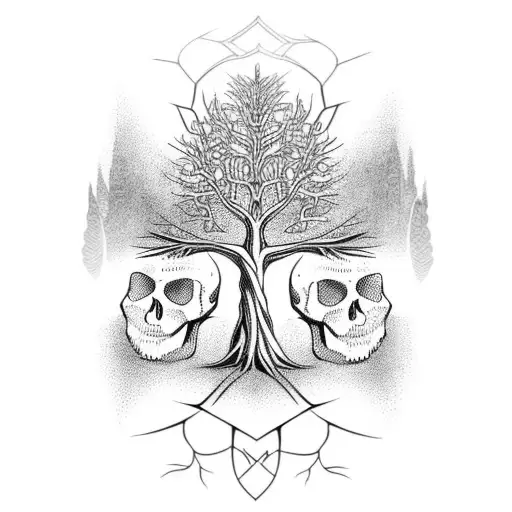 Norse Tree With Skull Branches