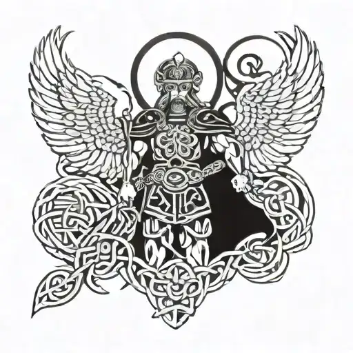 Saint Michael With Celtic Knots Weaving