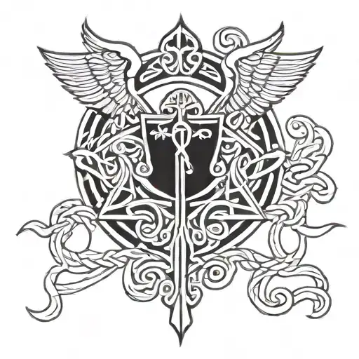 Saint Michael And Celtics Knots Ropes Symbol