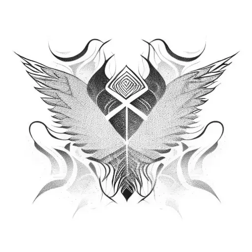 Tribal Black Lines Flames Wings