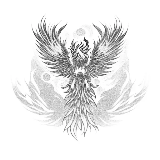 A Mythical Phoenix Rising From A Forest Engulfed In Flames