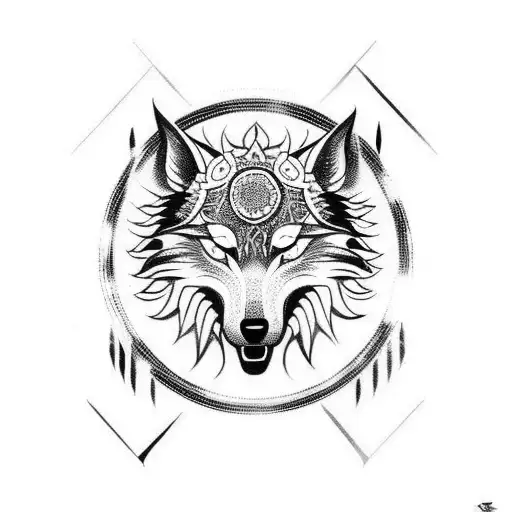 Old Turkic Sun And Wolf