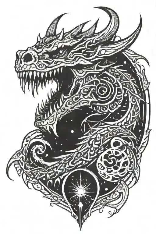 Dragon Skull In Space Theme