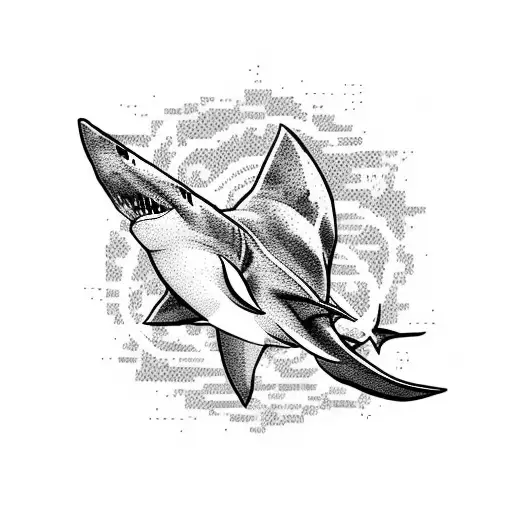 A Manga-inspired Design Featuring A Shark Swimming Through A Pixelated Video Game World