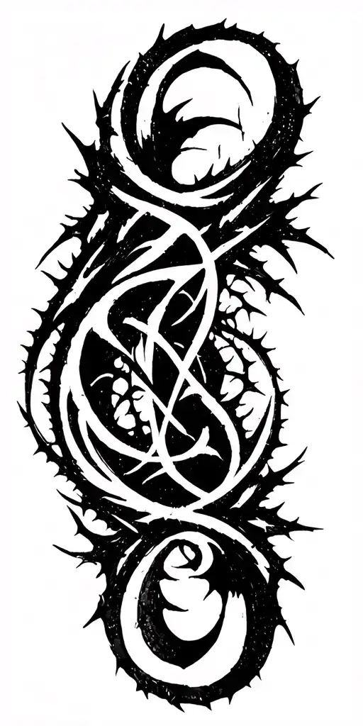 Raw Blackwork Chaotic Bold Strokes Flow Brutalist Dark Abstract Lettering Thorns