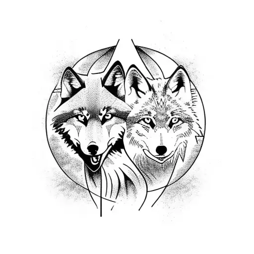 Wolf And Fox Chasing Each Others Tail