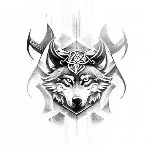 Viking Sleeve Tattoo That Ends With A Wolf Head