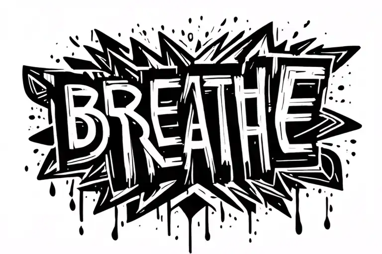 Kids Playing Blocks Body Black And White Written Breathe