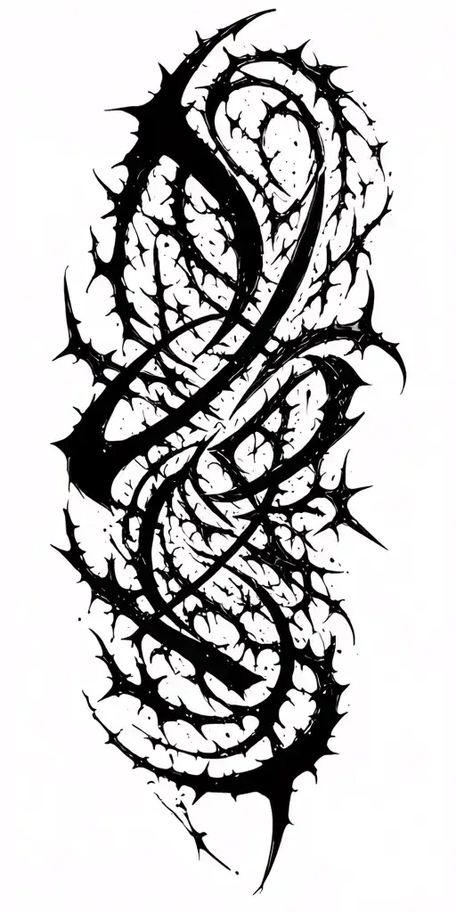 Raw Blackwork Chaotic Bold Strokes Flow Brutalist Dark Abstract Lettering Thorns Cyber Sigilism