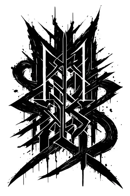 Raw Blackwork Chaotic Bold Strokes Flow Brutalist Dark Abstract Lettering