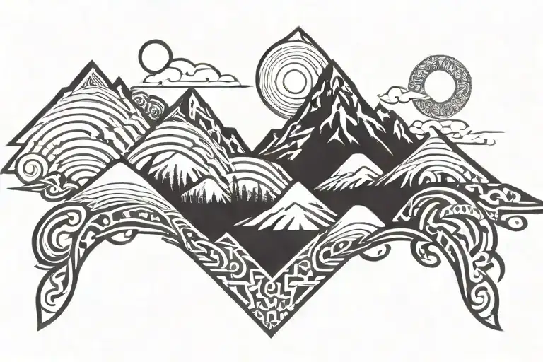 Mountain And Rising Sun