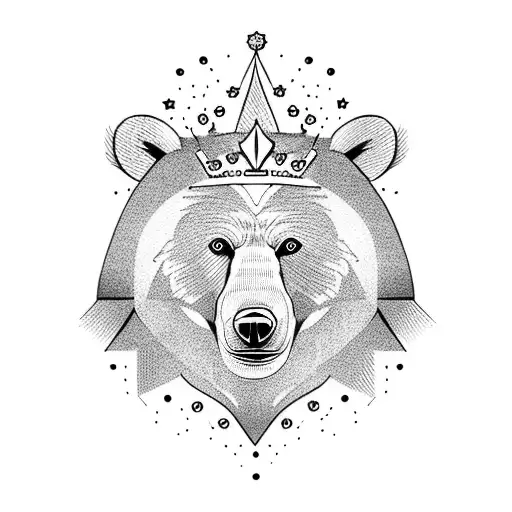 Bear Face Wearing Crown Outline