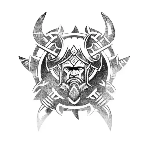 Viking Warrior Holding A Shield With A Bear Emblem