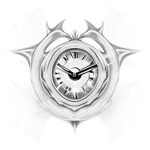 Simple Dragon Wrapping Around An Open Heart Clock