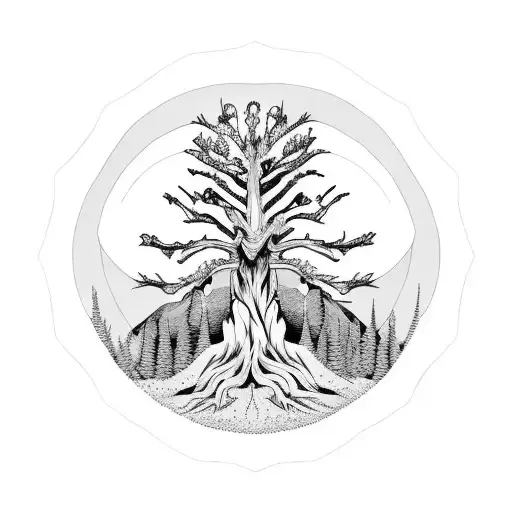 Bristlecone Pine With Moon Phases