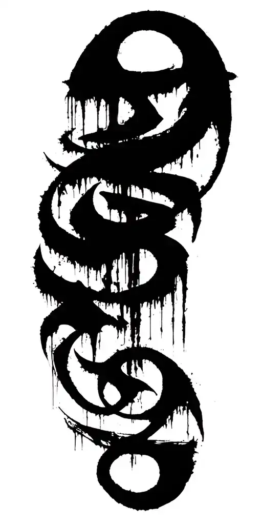 Raw Blackwork Chaotic Bold Strokes Flow Brutalist Dark Abstract Lettering