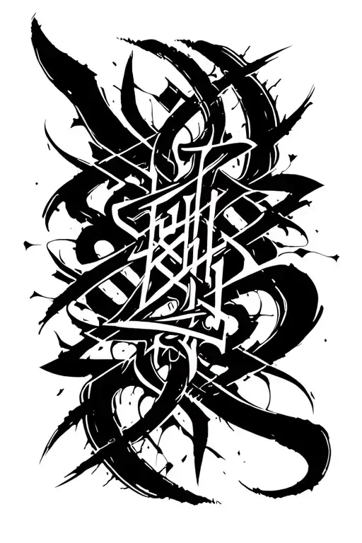 Raw Blackwork Chaotic Bold Strokes Flow Brutalist Dark Abstract Lettering