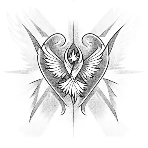 Phoenix Bird Reborn With Heart