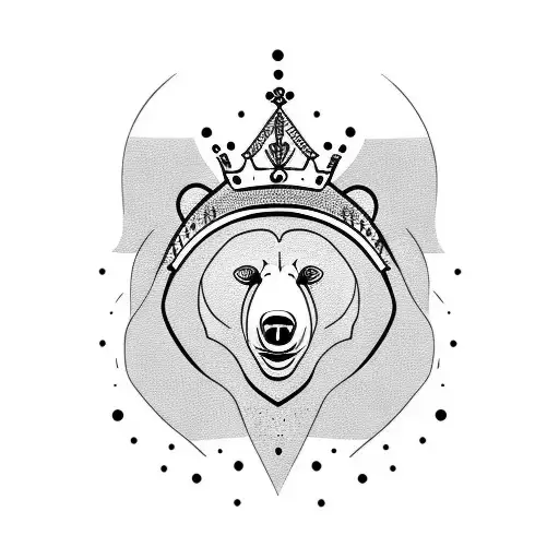 Bear Face Wearing Crown Outline