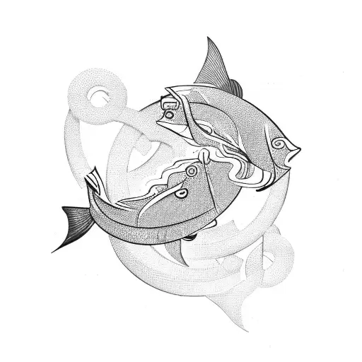 Pisces Sign Mixed With Music Theme And A Phoenux Rising Up