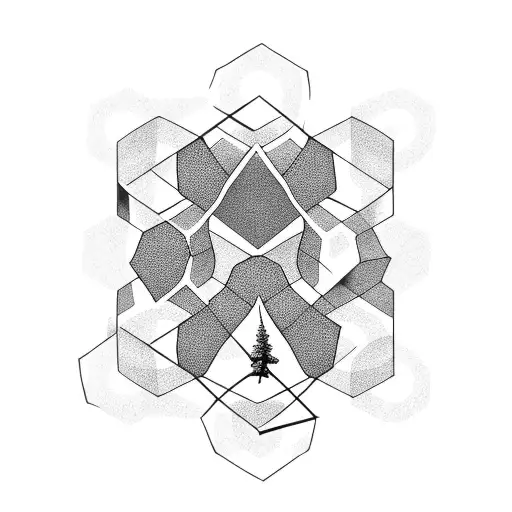 Bunch Of Hexagons With Tree Trunk And Roots At The Bottom