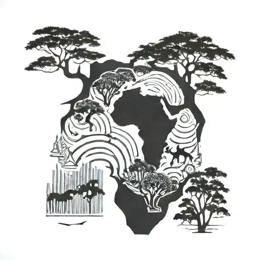 Map Of Africa And Tree Coming Out The Top