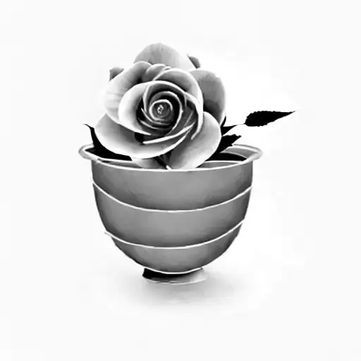 A Pink Rose In A Bowl