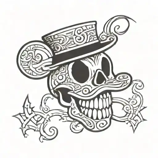 Mickey Mouse Skull With A Top Hat