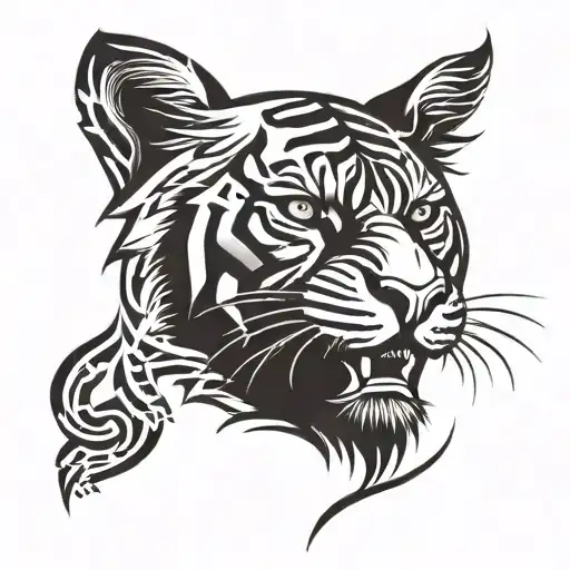 A Combination Of A Tiger Head And A Heart