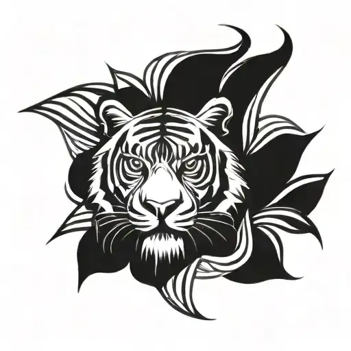 Tiger Face Rose Behind It