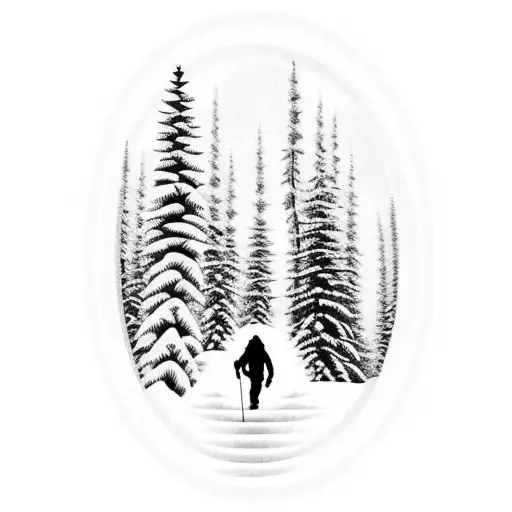 Trees Mountain Winter Hiker