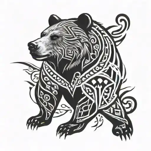 Bear Sleeve Tattoo Featuring
