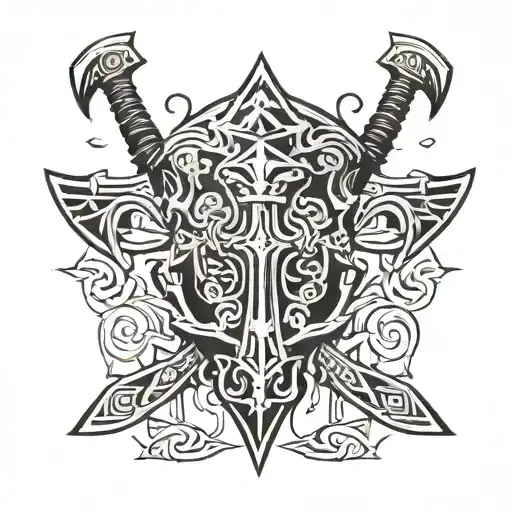 Norse Mythology Symbols With War Axes