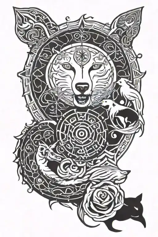 Cancer Zodiac With Wolf Moon And Cumpus On My Leg