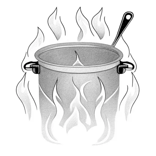 Metal Cooking Pot With Flames From It Pretty High For Arm From Wrist To Elbow