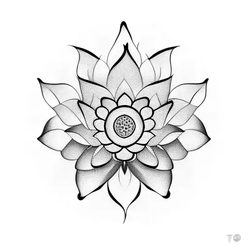 Lotus Flower Of Mind With Oriental Ethnic Ornaments
