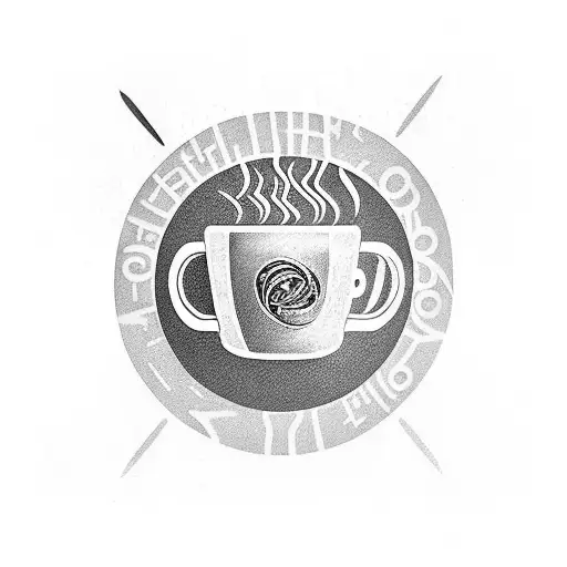 A Tattoo Of A Robotic Arm Holding A Coffee Mug With The Lyrics From 'Rain' By Sleep Token