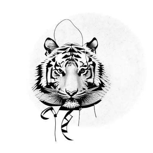 Tiger Holding A Balloon